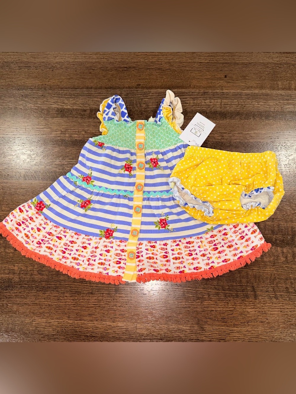 Matilda Jane The Adventure Begins Dress & Bloomers Size 12-18 mos